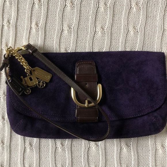 Coach Handbags - Coach suede handbag/wristlet/clutch